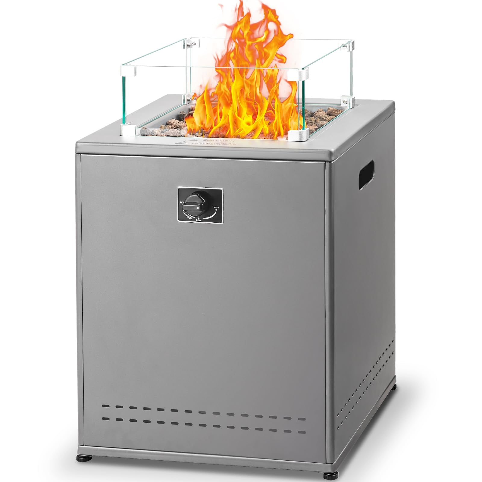 LHRIVER 22in Square Outdoor Fire Pit -Propane Metal Stove with Lava Rocks , 40000 BTU Heat Output, for Picnics/Bonfires/Patio Gardens Review