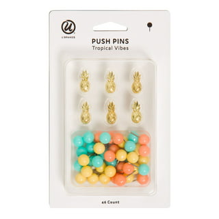 U Brands Clear Sphere Push Pins, Gold Finish Steel, 100 Count