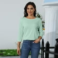 thumbnail image 4 of DENGDENG Womens Blouses 3/4 Sleeve Work Casual Summer Elbow Sleeve Tshirts Round Neck Shirts Loose Three Quarter Length Tunics Business Pullover Top Mint Green XL, 4 of 9