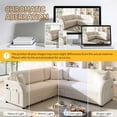 thumbnail image 5 of 85.1" L-Shaped Sofa Couch with Pull-Out Bed, Oversize Convertible Sleeper Sofa with Side Pocket & USB Port, Teddy Upholstered Sectional Couches, for Living Room, Apartment, Office, Beige, 5 of 9