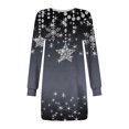 thumbnail image 4 of Bmisegm Femmes Automne et Hiver Mode Noël Flocon de Neige Imprimé Col Rond Manches Longues Robe Décontractée Femmes Vêtements de Noël Noël Gris G, 4 of 4