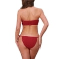 thumbnail image 3 of INSPIRE CHIC Women's O Ring Ruched Bandeau Ribbed Bikini Sets, 2 Piece Tie Front Top Triangle Bottom Swimwear Bathing Suits X-Large Red, 3 of 5