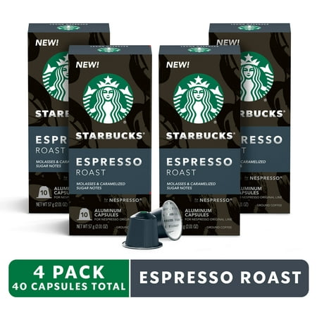 Starbucks Espresso Roast, Nespresso Original Capsules, 40 Count (4 Boxes of 10 Pods) (4 pack)