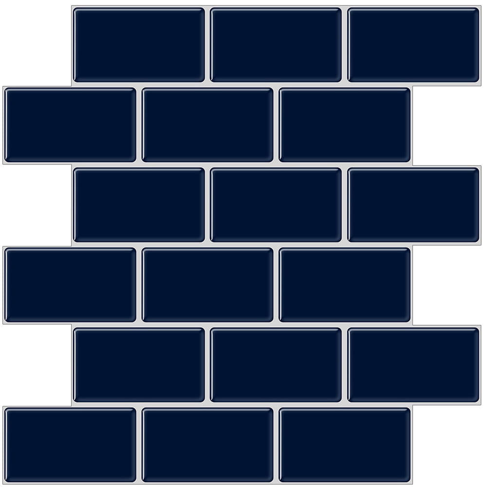clevermosaics Deep Blue Peel and Stick Vinyl Wall Tiles for Kitchen & Bathroom Backsplash (Pack of 10, Thicker)