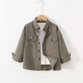 thumbnail image 4 of Yiyuu Toddler Boys Cotton Cargo Shirt Solid Long Sleeve Button Down Shirt, Sizes 4-12, 4 of 8