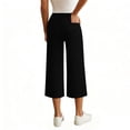 thumbnail image 5 of AHTJRT Women's Cropped Pants Straight Wide Leg Pants High Stretch Waist Capris Summer Lightweight Yoga Dance Workout Trousers Slack Pants Black XXL, 5 of 7