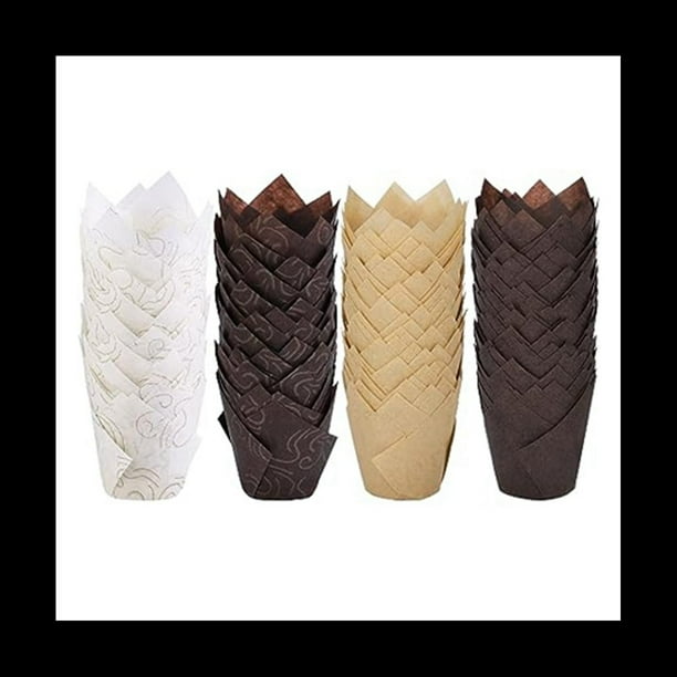200 Vasos para Pastel de TulipáN, Soporte de Papel para Pan A Prueba de Aceite y Alta Temperatura, Revestimiento para Pastel, con Llama, Suministros para Hornear