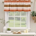thumbnail image 3 of Burnt Orange Farmhouse Valances for Windows, Decorative Rod Pocket Window Valance Curtains, Orange Brown Striped Short Curtain Drapes for Kitchen/Bathroom/Living Room, 2 Panels, 42" W x 18" L, 3 of 8