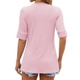 thumbnail image 6 of SLADYGLO Women Wheat Textured Square Neck Splice Half Sleeve Fake Two-piece Top, 6 of 7