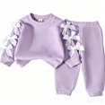 thumbnail image 2 of Amidoa Girls 2 Piece Outfits Fall Winter Clothes Solid Color Long Sleeve Sweatshirt and Jogger Pants Kids Clothing Sets Purple Size 9-12 Months, 2 of 8