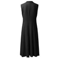 thumbnail image 5 of ERTUTUYI Women Fashion Summer A Line Dress Casual Sleeveless Lapel Mid Length Dress Loose Button Sundress Swing Party Dress Black S, 5 of 5