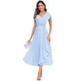 thumbnail image 1 of Vestido de chifón azul claro CDSSL para la madre de la novia, talla 6, 1 of 5