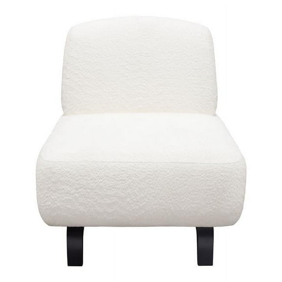 Vesper Armless Chair in Faux White Shearling with Black Wood Leg Base by Diamond Sofa