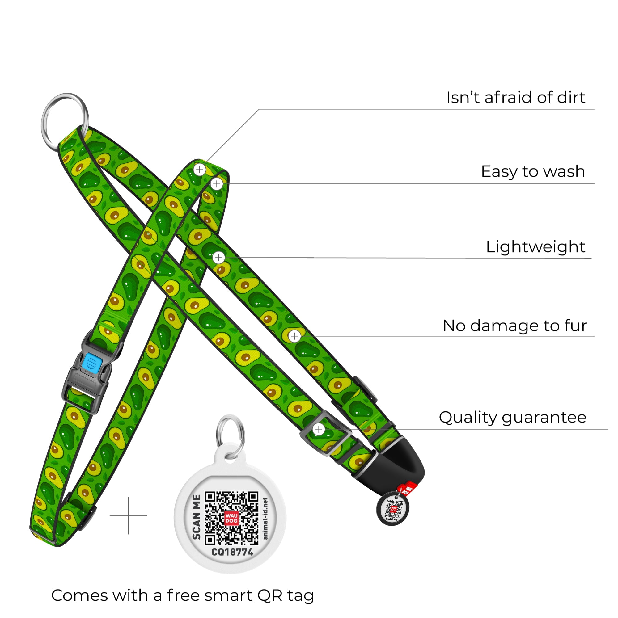 WAUDOG Nylon Overhead Harness with Unique Design | Reflective & Quick Fit Dog Vest Harness for Small Medium and Large Dogs | Adjustable Gentle Comfortable Control for Easy Dog Walking - Avocado