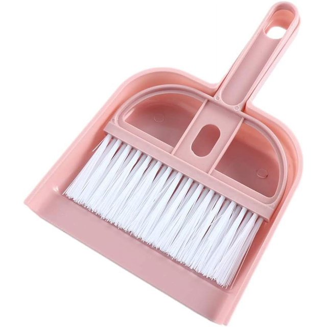 Mini Broom and Dustpan Set, Mini Hand Broom and Dustpan,Small Dust Pans with Brush, for Desk, Table, Home, Kitchen(Pink)