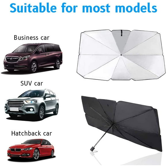 Windshield Sun Shade - Car Sun Shade with Foldable Umbrella Sun Shade for Car Windshield, Car Windshield Sun Shade Blocking Sun Glare and Heat Suitable for Truck and Most Vehicles
