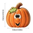 thumbnail image 3 of Small Halloween Decor, Wooden Initial, Distressed Wood, Apartment Halloween Decor, 4X4 Inch Pre-Assembled Adhesive 5Mm Orange Smiling Pumpkin Wood Accent Sign with 4 Round, 3 of 3