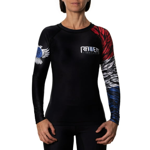 Raven Fightwear Women's Aerial Assault BJJ Rash Guard MMA Red/White/Blue