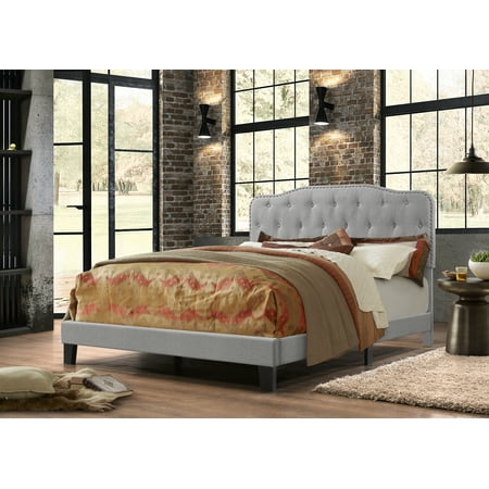 Best Quality Furniture Linen Panel Bed, multiple sizes & (Best Quality Furniture Glam Grey 4 Piece Bedroom Set)