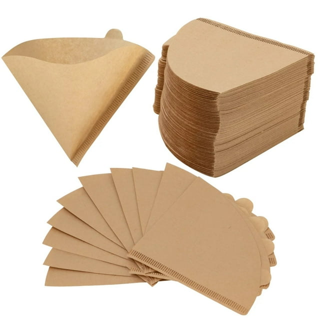 500/400/300/200/100pcs Cone Coffee Filters Size 02 Unbleached Natural Brown 1-4 Cups Disposable Coffee Paper Filters Compatible with V60 & Conical Shaped Pour Over Coffee Dripper & Drip Coffee Maker
