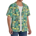 thumbnail image 2 of Rateoe Animals with Leaf Pattern Men's Short Sleeve Classic Shirt, Casual Short-Sleeved Shirt, Lightweight Summer Shirt, Cuban Collar Shirt,Button-Front Shirt-X-Large, 2 of 5