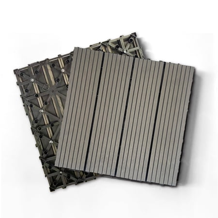 Wood Plastic Composite Deck Tiles Set of 20pcs Composite Decking Resist Rust Water Weather Indoor&Outdoor Easy to DIY & Maintain Ideal for Patios Balconies Rooftops Decks 12x12i