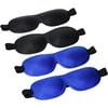 4-Pack Eye Masks for Sleeping, Comfortable Lightweight 3D Contoured Blackout Sleep Shade Eye Covers, Black and Blue