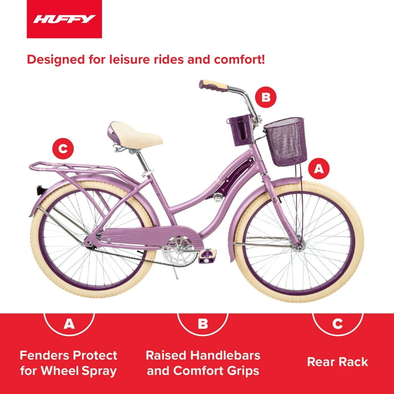 Huffy Nel Lusso Girls Cruiser Bike 24 Wheels Ages 12 Years Purple