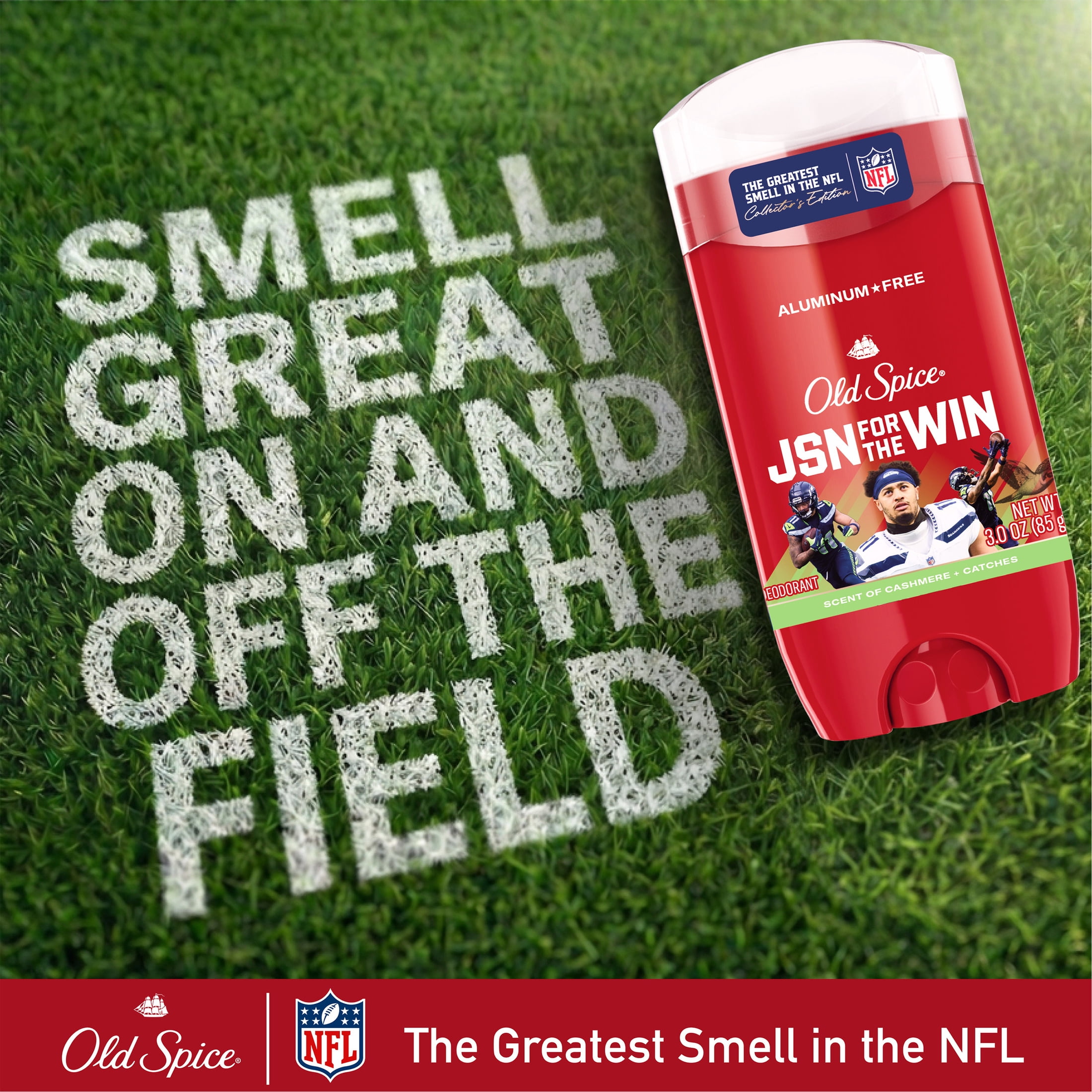 Old Spice Deodorant for Men, Aluminum Free, NFL Collection, Jaxon Smith-Njigba, Scent of Cashmere + Catches, 3.0 oz