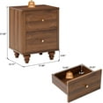 thumbnail image 3 of Wirrytor 2 Drawer Fluted Nightstand , Mid Century Modern Farmhouse Bedside Table,Sofa Table, Small End Table Bedside Table for Bedroom Living room, Walnut, 3 of 7