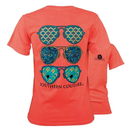 Southern Comfort New Orleans - Southern Couture SC Comfort Wild Aviators Womens Classic Fit T-Shirt - Neon Red Orange