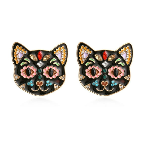 LongcreekX Kitten Earrings for Women, Cute Cat Statement Stud Earrings, Black Cat Head Earrings Hypoallergenic, Lovely Cat Animal Earrings Studs, Funny Cat Bohemian Ear Studs, Cat Animals Earrings