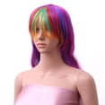 thumbnail image 2 of Halloween Multicolor Cabello Largo Y Rizado Siete Colores Degradado Rampa Arco Iris Cubierta Para El Cabello, 2 of 5