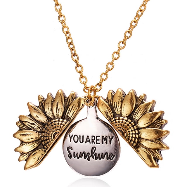 Collar De Girasol, Regalo Dulce De Aleación, Accesorio Para Mujer, Brillante, Ampliamente Aplicable, Colgante De Letra De Doble Capa, Joyería De Moda Yuarrent AP006656-02
