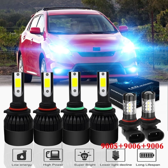 For Toyota Matrix 2003-2008 8000K Ice Blue Headlights,9005 9006 High Beam Low Beam Bulbs 9006 Fog light,6pcs