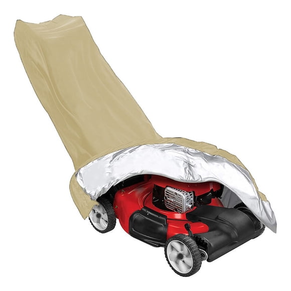 LEFU for Lawn Mower Cover Waterproof 210D Oxford Cloth Protective Cover with Elastic Hem and Drawstring for Outdoor Garden Equipment 25 x 76 x 44 Inch Beige