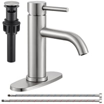 Wowkk Sanitary Ware Bathroom Faucets Stainless Steel Single Handle Bathroom Sink Faucet with Pop up Drain and PEX Encrypted Hose, Modern Bathroom Faucets for Sink 1 or 3 Holes, Brushed Nickel