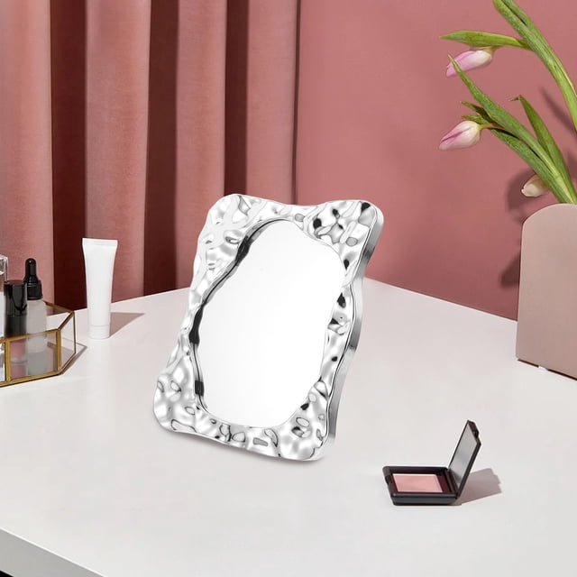 FOMIYES Espejo Compacto De Maquillaje Plateado Para Y Funcional