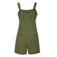 thumbnail image 4 of Wycnly Jumpsuits for Women Dressy Casual Plus Size Linen Adjustable Strap Mini Jumpsuits Overalls with Pocket Summer Round Neck Sleeveless Solid Short Trendy Rompers Army Green xxl, 4 of 7