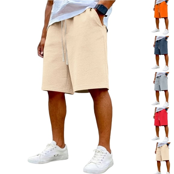 HAJWOH Men's Baggy Sweat Shorts Under Knee Length Casual Classic Athletic Sweat Short with Drawstring
