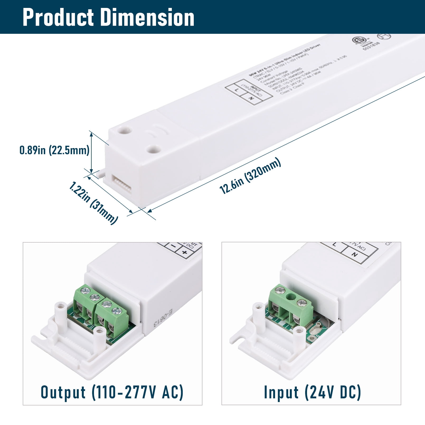 2 Pack 96W 24V Ultra Slim LED Driver, Power Supply, 5-in-1 Dimming Transformer for Display Lighting, Compatible with TRIAC ELV 0-10V PWM, ETL FCC Listed, Class 2 & Class P, 110–277V Input