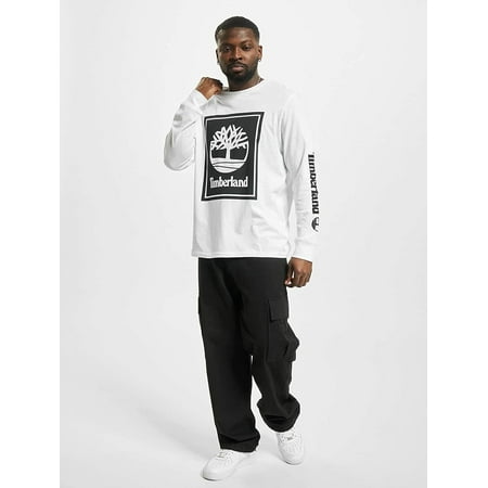 Timberland Men's Long Sleeve Stack Logo Tee White Size L