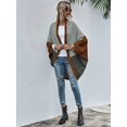 thumbnail image 4 of LinYooLi Women's Chunky Cardigan Fall Oversized Open Front Color Block Batwing Long Sleeve Knit Sweaters Cardigan Wrap, 4 of 5