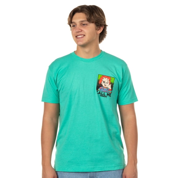 Chucky T Shirt Call Me Child's Play Horror Movie Mens Front and Back Graphic Print Adult Short Sleeve Tee