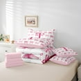 thumbnail image 6 of jejeloiu Letter T Monogrammed 7-Piece Twin Bedding Sets,Bowknot Bow Ribbon Bedding Comforter Set,Pink White Sheet Sets For Girls,Microfiber Room Decorative Reversible, 6 of 8