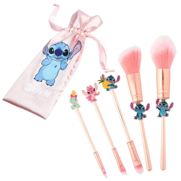 Set de brochas de maquillaje Disney Stitch Fluffy con diadema y funda