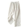 thumbnail image 3 of Dpytoraw High Waist Women’s Loose Fit Linen Wide Leg Pants Summer Lightweight Straight Casual Trousers Moisture Wicking Casual Pants Women Beige L, 3 of 3
