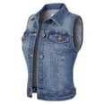 thumbnail image 5 of Made by Olivia Women's Junior Fit Sleeveless Button up Jean Denim Jacket Vest, 5 of 7