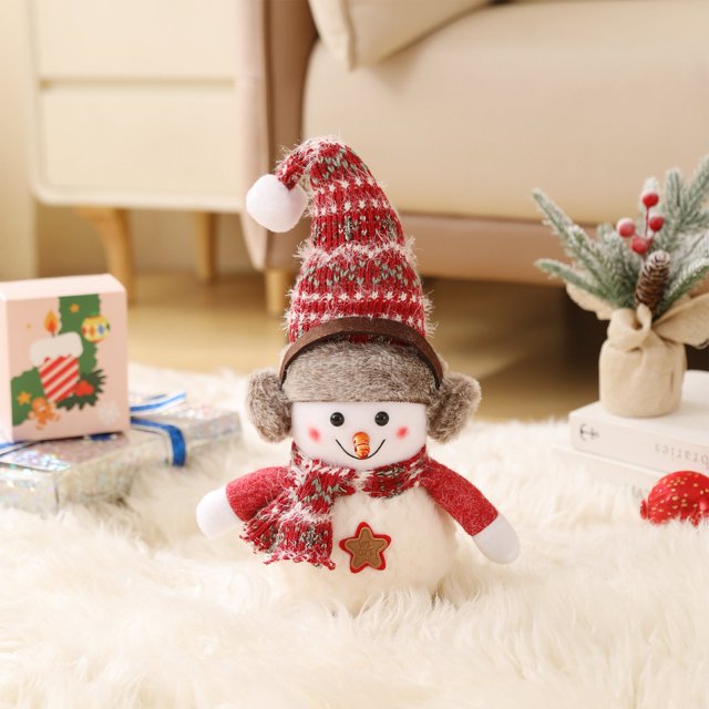 Fiudx Muñeco de Nieve con Caras Sonrientes, Gorros de Punto Suaves y Tiernos, Decoración Navideña, Ideal para Sala de Estar o Dormitorio, Regalo Navideño, 30 X 17 Cm.