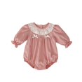 thumbnail image 1 of 2025 ropa de primavera para niñas, mono con agradable arco, mono infantil con cuello de hoja de loto de encaje, mono infantil de manga larga de una pieza de 0 a 2 años, 1 of 6